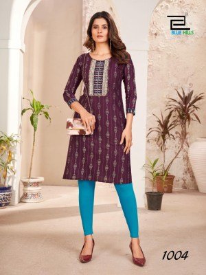Royal Queen by Blue Hills Zari sequence embroidered Kurti catalogue at low rate kurtis catalogs
