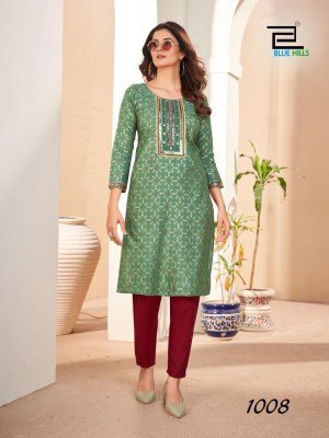 Royal Queen by Blue Hills Zari sequence embroidered Kurti catalogue at low rate kurtis catalogs
