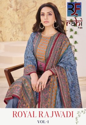 Royal Rajwadi Vol 1 by Rahi fab Pure Lawn Cotton fancy Organic beautiful dress material catalogue at affordable rate wholesale catalogs