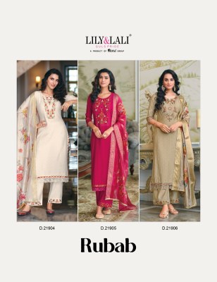 Rubab by Lily and lali Hand embroidered fancy kurti pant and dupatta catalogue at affordable rate readymade suit catalogs