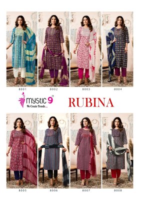 Rubina vol 8 by Mystic 9 Premium Reyon side lok sleeve readymade suit catalogue in amaviexpo  readymade suit catalogs