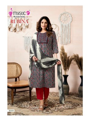Rubina vol 8 by Mystic 9 Premium Reyon side lok sleeve readymade suit catalogue in amaviexpo  readymade suit catalogs