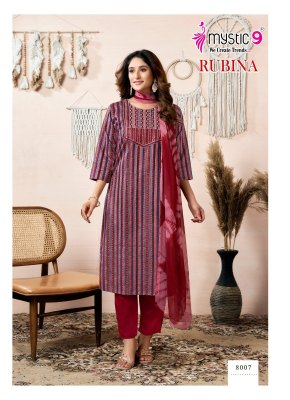 Rubina vol 8 by Mystic 9 Premium Reyon side lok sleeve readymade suit catalogue in amaviexpo  readymade suit catalogs