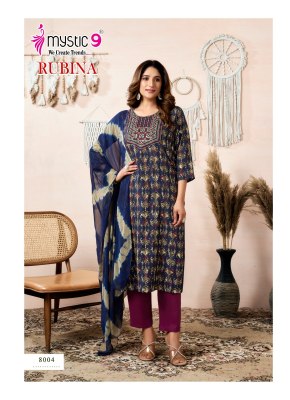 Rubina vol 8 by Mystic 9 Premium Reyon side lok sleeve readymade suit catalogue in amaviexpo  readymade suit catalogs