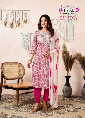 Rubina vol 8 by Mystic 9 Premium Reyon side lok sleeve readymade suit catalogue in amaviexpo  readymade suit catalogs