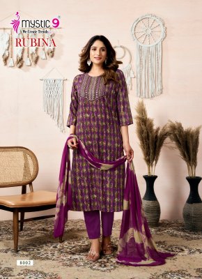 Rubina vol 8 by Mystic 9 Premium Reyon side lok sleeve readymade suit catalogue in amaviexpo  readymade suit catalogs