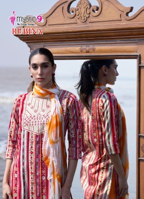 Rubina vol 9 by Mystic 9 Premium Quality reyon top bottom and dupatta catalogue at affordable rate readymade suit catalogs
