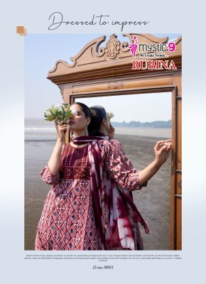 Rubina vol 9 by Mystic 9 Premium Quality reyon top bottom and dupatta catalogue at affordable rate readymade suit catalogs