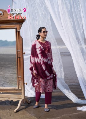 Rubina vol 9 by Mystic 9 Premium Quality reyon top bottom and dupatta catalogue at affordable rate readymade suit catalogs