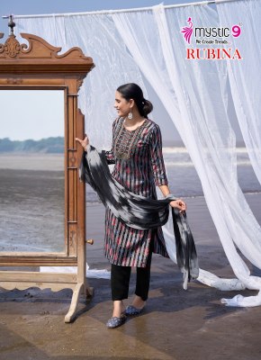 Rubina vol 9 by Mystic 9 Premium Quality reyon top bottom and dupatta catalogue at affordable rate readymade suit catalogs