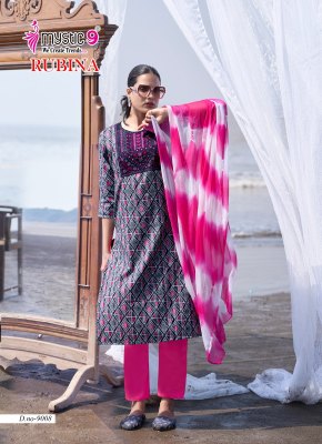 Rubina vol 9 by Mystic 9 Premium Quality reyon top bottom and dupatta catalogue at affordable rate readymade suit catalogs