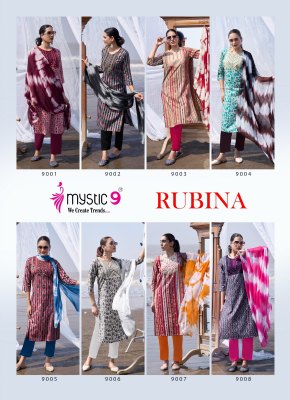 Rubina vol 9 by Mystic 9 Premium Quality reyon top bottom and dupatta catalogue at affordable rate readymade suit catalogs