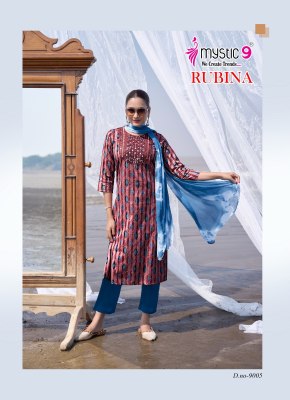 Rubina vol 9 by Mystic 9 Premium Quality reyon top bottom and dupatta catalogue at affordable rate readymade suit catalogs