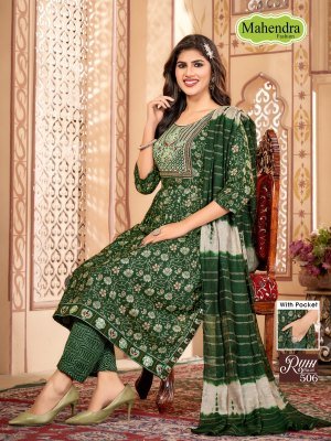 Ruhi vol 5 by Mahendra Fashion Fancy  Capsule printed anarkali suit with embroidered work at low price readymade suit catalogs