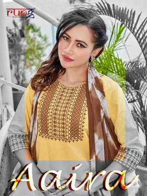 Rung by Aaira present heavy Bangalory cotton weaving kurti pant and dupatta catalogue at affordable rate  Rung Kurti 