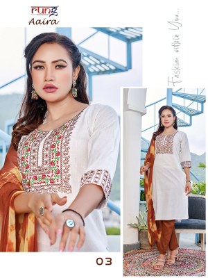 Rung by Aaira present heavy Bangalory cotton weaving kurti pant and dupatta catalogue at affordable rate  readymade suit catalogs