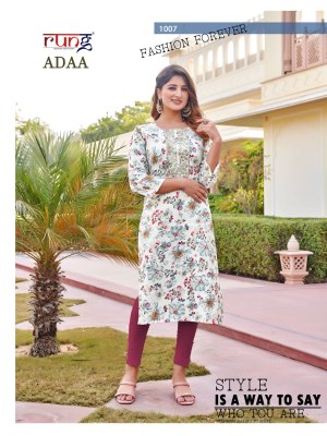 Rung by Adaa heavy modal silk print with neck embroidered kureti catalogue at low rate kurtis catalogs