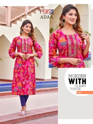 Rung by Adaa heavy modal silk print with neck embroidered kureti catalogue at low rate kurtis catalogs