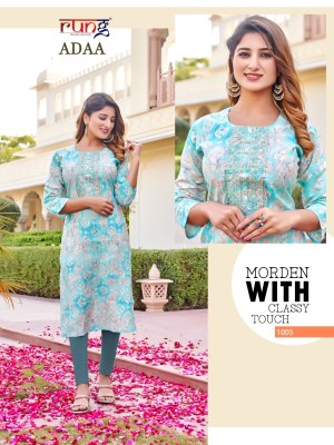 Rung by Adaa heavy modal silk print with neck embroidered kureti catalogue at low rate kurtis catalogs