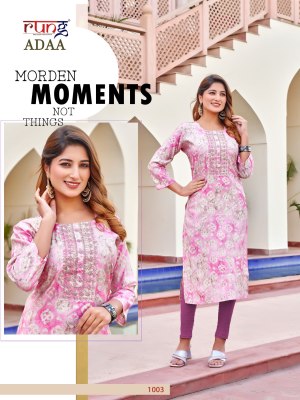 Rung by Adaa heavy modal silk print with neck embroidered kureti catalogue at low rate kurtis catalogs