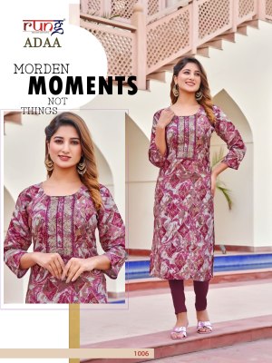 Rung by Adaa heavy modal silk print with neck embroidered kureti catalogue at low rate kurtis catalogs