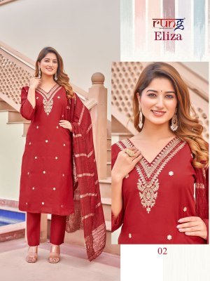 Rung by Eliza heavy roman silk embroidered readymade designer suit catalogue at low rate  readymade suit catalogs