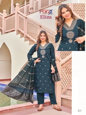 Rung by Eliza heavy roman silk embroidered readymade designer suit catalogue at low rate  readymade suit catalogs