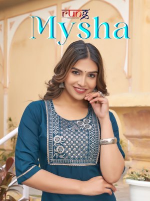 Rung by Mysha heavy super soft reyon embroidered kurti catalogue at amaviexpo Rung Kurti 
