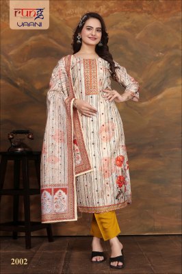 Rung by Vaani heavy silk embroidered digital printed kurti pant and dupatta catalogue at wholesale price  Rung Kurti 