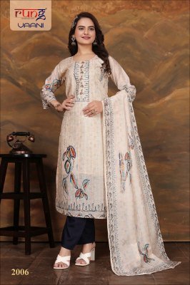 Rung by Vaani heavy silk embroidered digital printed kurti pant and dupatta catalogue at wholesale price  readymade suit catalogs