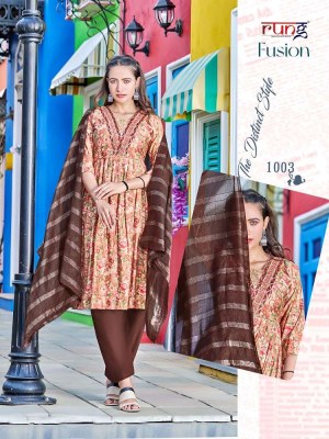 Rung new launch fusion aliya cute 3 pice ready made suits catalogue wholesale price  kurtis catalogs