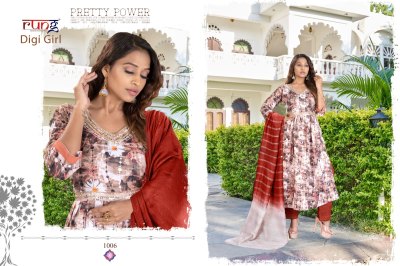 Rung present Digi girl heavy linen reyon digital printed embroidered readymade suit catalogue at wholesale price  readymade suit catalogs