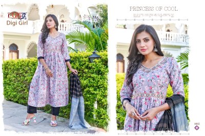 Rung present Digi girl heavy linen reyon digital printed embroidered readymade suit catalogue at wholesale price  readymade suit catalogs