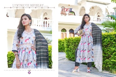 Rung present Digi girl heavy linen reyon digital printed embroidered readymade suit catalogue at wholesale price  readymade suit catalogs