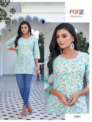 Rung present Shimmer designer fancy printed western wear tunic catalogue at wholesale rate western wear catalogs