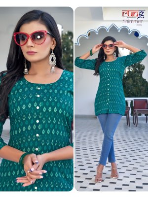 Rung present Shimmer designer fancy printed western wear tunic catalogue at wholesale rate western wear catalogs