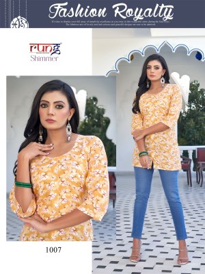 Rung present Shimmer designer fancy printed western wear tunic catalogue at wholesale rate western wear catalogs