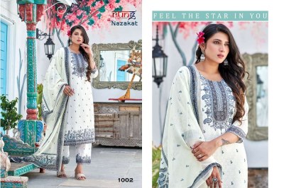 Rung presents nazakat pure chikan cotton digital printed top pants and dupatta set catalogue wholesale rate  kurtis catalogs