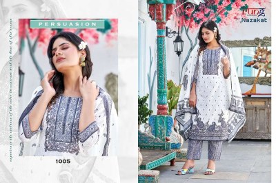 Rung presents nazakat pure chikan cotton digital printed top pants and dupatta set catalogue wholesale rate  kurtis catalogs