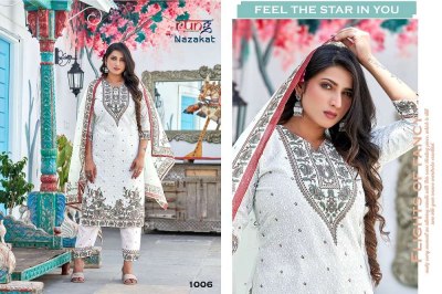 Rung presents nazakat pure chikan cotton digital printed top pants and dupatta set catalogue wholesale rate  kurtis catalogs