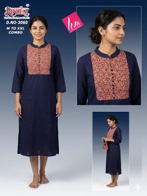 Rushika Liva Rayon Gamthi Pintex Tabla Kurti Collection 