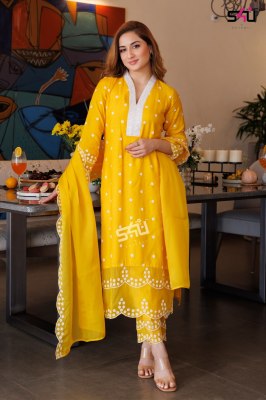 S4u Libas Vol 2 Muslin Kurti Pant Dupatta Set Collection  