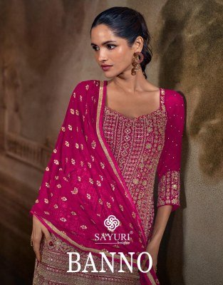 SAYURI DESIGNER BANNO Premium Real Georgette Embroidery Palazzo Set wholesale catalogs