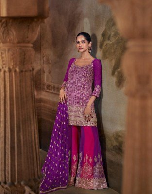 SAYURI DESIGNER BANNO Premium Real Georgette Embroidery Palazzo Set Fancy Palazzo suit catalogue