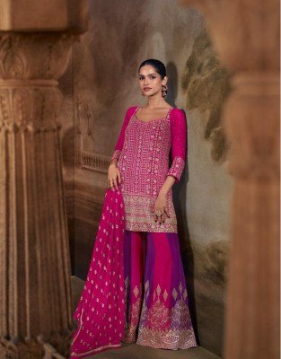 SAYURI DESIGNER BANNO Premium Real Georgette Embroidery Palazzo Set Fancy Palazzo suit catalogue