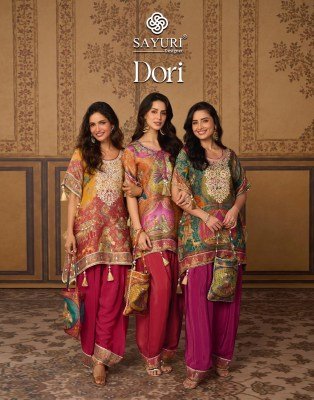 SAYURI DESIGNER DORI Collection Viscose Jacquard Silk Kaftan with Farshi and Potli wholesale catalogs