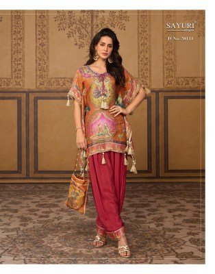 SAYURI DESIGNER DORI Collection Viscose Jacquard Silk Kaftan with Farshi and Potli readymade suit catalogs