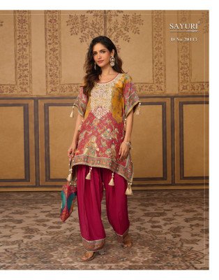 SAYURI DESIGNER DORI Collection Viscose Jacquard Silk Kaftan with Farshi and Potli readymade suit catalogs