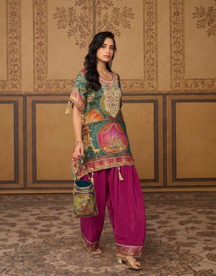 SAYURI DESIGNER DORI Collection Viscose Jacquard Silk Kaftan with Farshi and Potli readymade suit catalogs