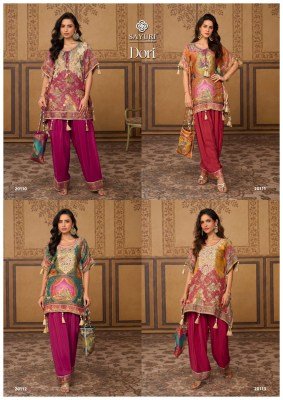 SAYURI DESIGNER DORI Collection Viscose Jacquard Silk Kaftan with Farshi and Potli readymade suit catalogs